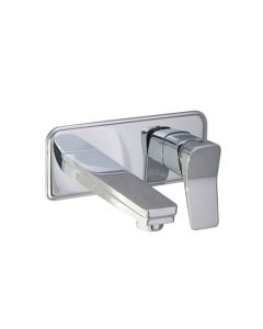 Hix Single Lever Wall Mounted Basin Mixer With Plate - Small Image