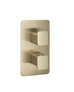 Hix Thermostatic Shower Valve Two Option Brushed Brass - Small Image