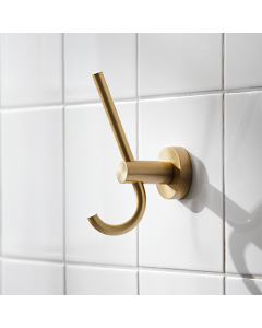 Miller Bond Brushed Brass Double Robe Hook - Small Image