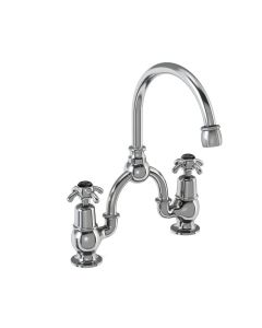 Burlington Anglesey 2H Arch Basin Mixer Curved Spout (200Mm Centres) - Black Indices Small Image