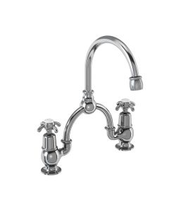 Burlington Anglesey 2H Arch Basin Mixer Curved Spout For B14 & B16 Basins Only, : Small Image