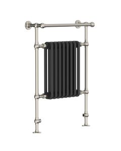 Lefroy Brooks Classic Towel Rail With Black Rad 95X67Cm D/F - Brushed Nickel - Small Image