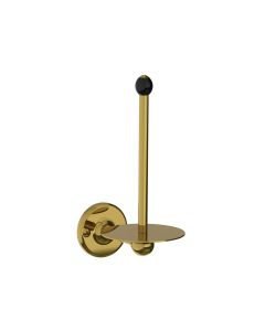 Lefroy Brooks Classic Spare Paper Holder With Black Acorn - Polished Brass - Small Image