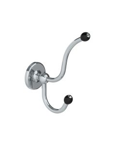 Lefroy Brooks Classic Double Robe Hook With Black Acorns - Chrome - Small Image