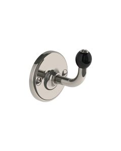 Lefroy Brooks Classic Single Robe Hook With Black Acorn - Nickel - Small Image