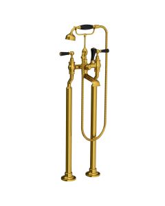 Lefroy Brooks Classic Black Lever Bsm With Standpipes - Antique Gold - Small Image