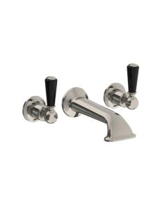 Lefroy Brooks Classic Black Lever Conc 3 Hole Bath Filler - Nickel - Small Image