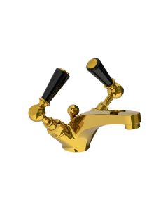 Lefroy Brooks Classic Black Lever Mono Basin Mixer With Puw - Antique Gold - Small Image