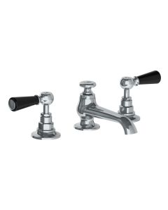 Lefroy Brooks Connaught Black Lever D/M 3 Hole Basin Mixer With Puw - Chrome - Small Image