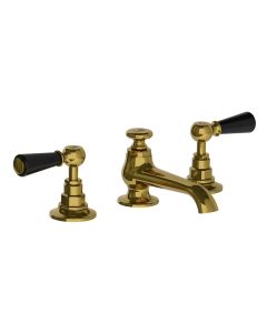 Lefroy Brooks Connaught Black Lever D/M 3 Hole Basin Mixer With Puw Pol Brass - Small Image