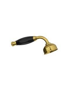 Lefroy Brooks Classic Black Ceramic Handset With 2 1/2" Rose - Antique Gold - Small Image