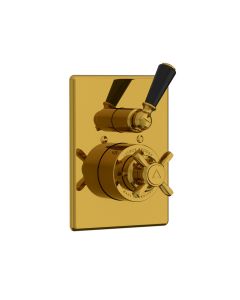 Lefroy Brooks Godolphin Black Lever Conc Thermo Valve - Polished Brass - Small Image