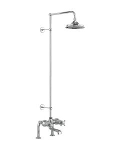 Burlington Tay Thermo Bath Shower Mixer Deck Mounted Set With Rigid Riser & 6" Head Small Image
