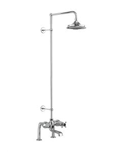 Burlington Tay Thermo Bath Shower Mixer Deck Mounted Set With Rigid Riser & 6" Head - Black Indices Small Image
