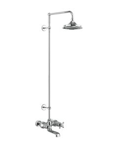 Burlington Tay Thermo Bath Shower Mixer Wall Mounted Set With Rigid Riser & 6" Head - Black Indices Small Image