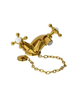 Lefroy Brooks Connaught Mono Basin Mixer With Plug & Chain - Antique Gold - Small Image