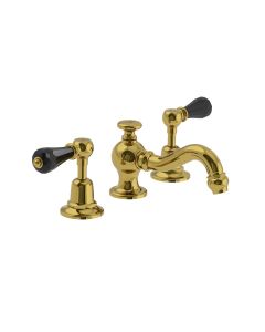 Lefroy Brooks La Chapelle Crystal Lever 3H Basin Mixer & Puw - Antique Gold - Small Image