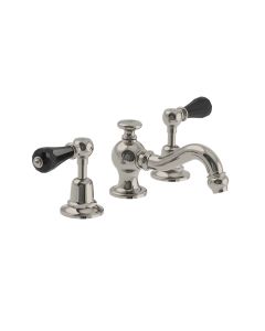 Lefroy Brooks La Chapelle Crystal Lever 3 Hole Basin Mixer & Puw - Nickel - Small Image