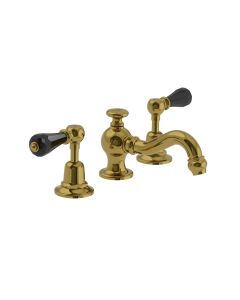 Lefroy Brooks La Chapelle Crystal Lever 3H Basin Mixer & Puw - Polished Brass - Small Image