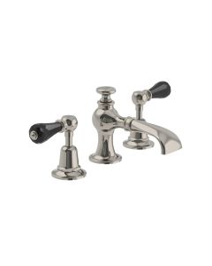Lefroy Brooks La Chapelle Crystal Lever 3 Hole Basin Mixer & Puw - Nickel - Small Image