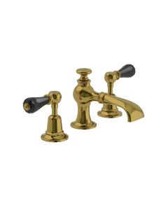 Lefroy Brooks La Chapelle Crystal Lever 3H Basin Mixer & Puw - Polished Brass - Small Image