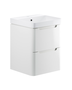 Olivia2 X 500mm 2 Drawer Wall Hung Cloakroom Basin Unit - White Gloss - small image