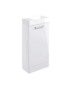 Edge X 410mm Floor Standing 1 Door Basin Unit w/Basin - White Gloss - small image
