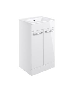 Edge X 510mm Floor Standing 2 Door Basin Unit w/Basin - White Gloss - small image