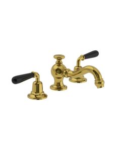 Lefroy Brooks La Chapelle Black Torpedo Lever 3H Basin Mixer & Puw - Ant. Gold - Small Image