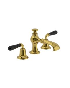 Lefroy Brooks La Chapelle Black Torpedo Lever 3H Basin Mixer & Puw - Ant. Gold - Small Image