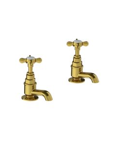 Lefroy Brooks Classic Basin Pillar Taps - Antique Gold - Small Image