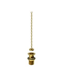 Lefroy Brooks Classic Basin Waste With Plug & Chain - Antique Gold - Small Image