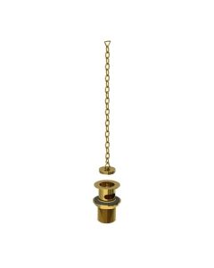 Lefroy Brooks Classic Basin Waste With Plug & Chain - Polished Brass - Small Image