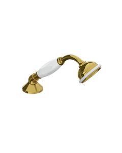 Lefroy Brooks Classic White Ceramic D/M Hand Shower - Antique Gold - Small Image