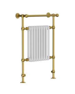Lefroy Brooks Classic Towel Rail With Rad 95X67Cm D/F - Brushed Brass - Small Image