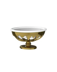 Lefroy Brooks Classic Free Standing China Soap Dish & Holder - Polished Brass - Small Image