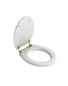 Lefroy Brooks Lissadoon White Seat With Polished Brass Hinges - Small Image