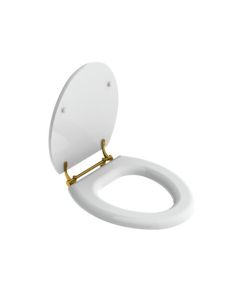 Lefroy Brooks La Chapelle Gloss White Seat With Polished Brass Hinges - Small Image
