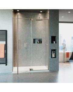 Optix 10 Pivot Door with Inline Panel 800 Brushed Stainless - Small Image