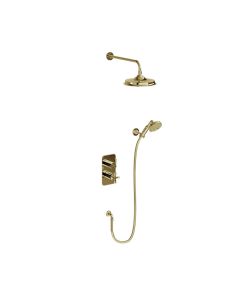 Burlington Riviera Shower Valve With Fixed Shower Head & Shower Kit Gold Small Image