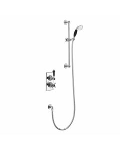 Burlington Trent Thermostatic Single Outlet Concealed Shower Valve With Rail, Hose And Handset - Chrome & Black Small Image