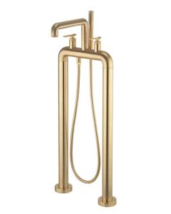 Union Free Standing Bath Shower Mixer Brushed Brass Lever