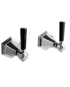 Waldorf Wall Stop Taps Wall Mounted Black Lever (new collars)