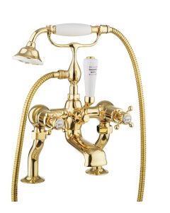 Belgravia Crosshead Bath Shower Mixer Deck Mounted Unlacquered Brass